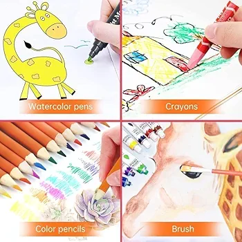 128 Pieces Drawing Kit for Kids Coloring set with Watercolor, Oil Pastel, Colored Pencil Sketches & Acrylic Painting Art Set for Kids, Boy and Girls