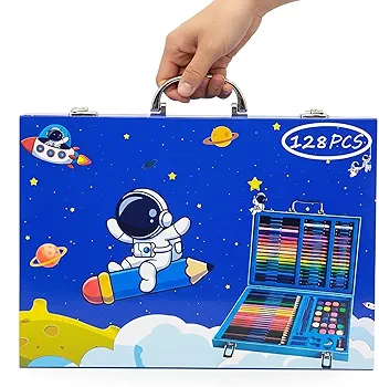 128 Pieces Drawing Kit for Kids Coloring set with Watercolor, Oil Pastel, Colored Pencil Sketches & Acrylic Painting Art Set for Kids, Boy and Girls