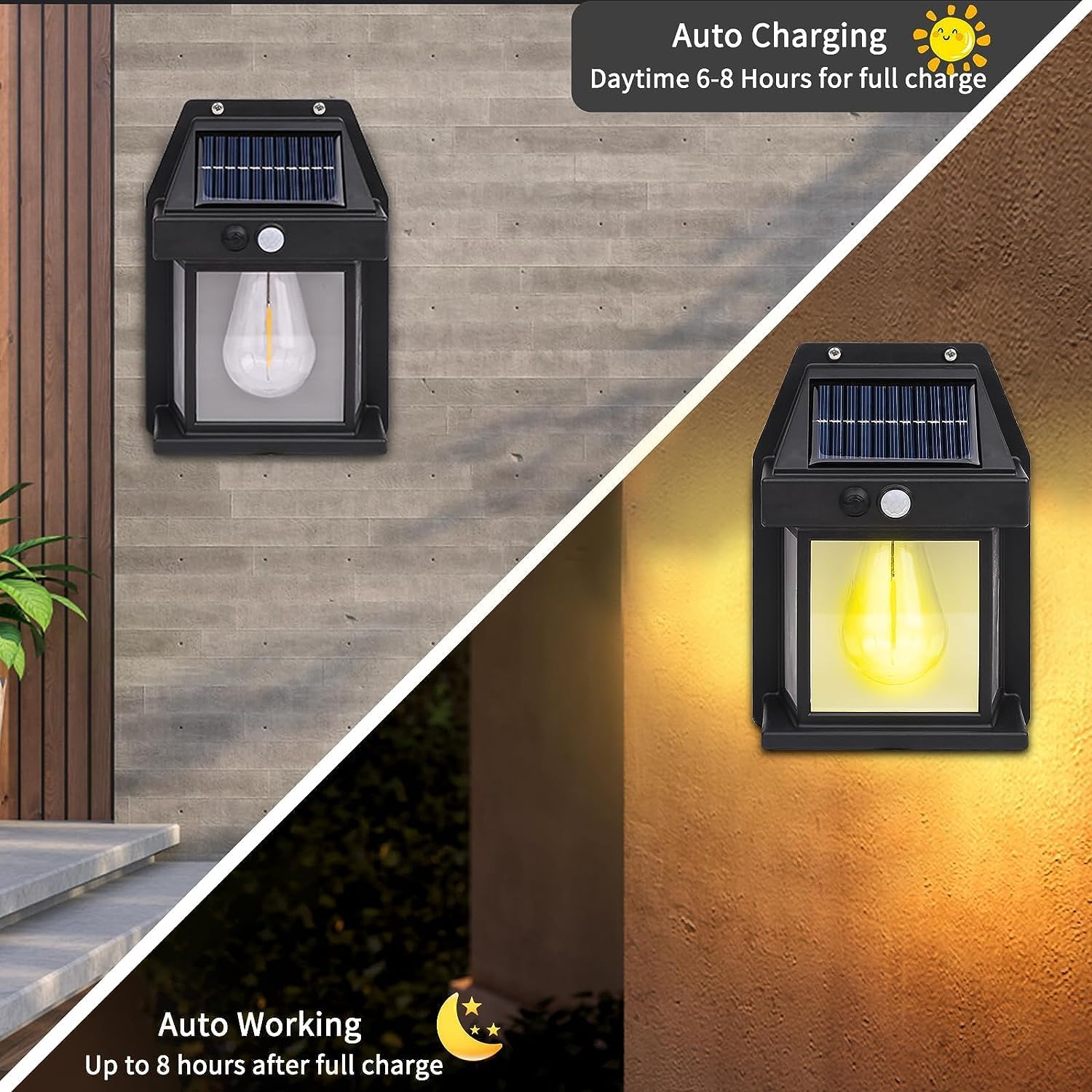 Solar Sensor Ligh Solar Tungsten Filament Lamp Outdoor Waterproof Intelligent Induction Wall Lamp