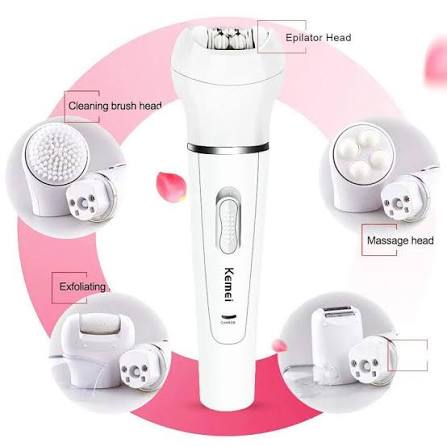 Kemei 5 in 1 Women Rechargeable Epilator Electric Face Hair Removal