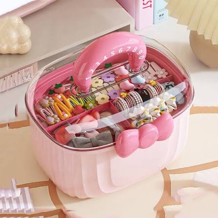 Princess Beauty Organizer Box | Cute Lockable Hair Accessories Storage Case 