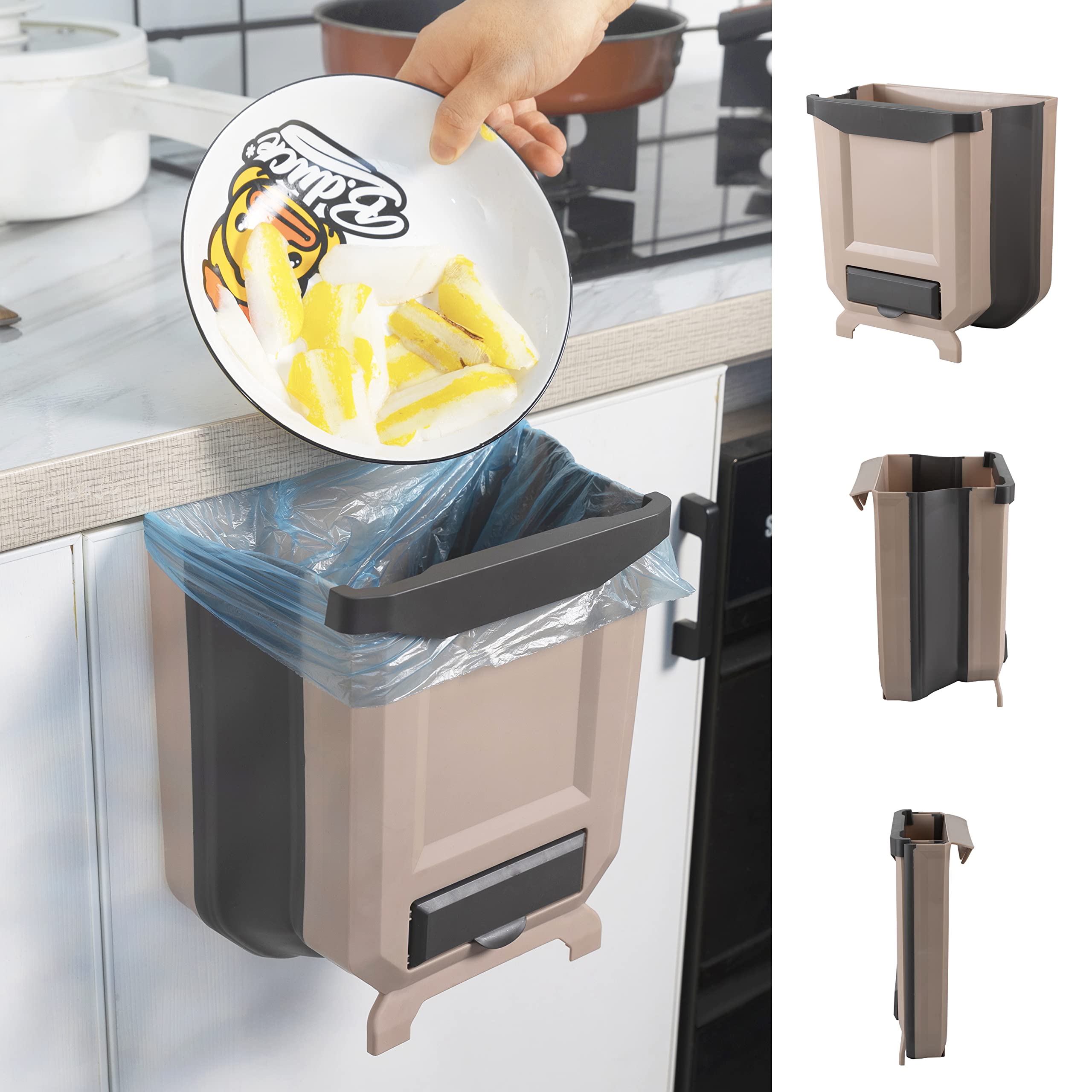 Rectangle Foldable Waste Bin for Kitchen, Washroom and Cabinet 