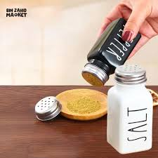 Ceramic Salt Pepper Shaker Condiment Storage Seasoning Dispenser for Home Kitchen Restaurant
