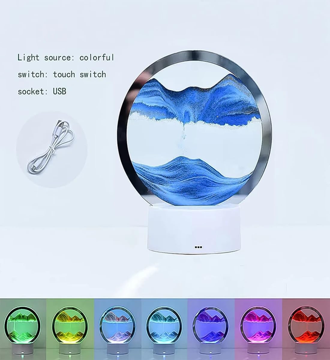 Moving Sand Art Picture Night Light 3D Dynamic Display Table Lamp