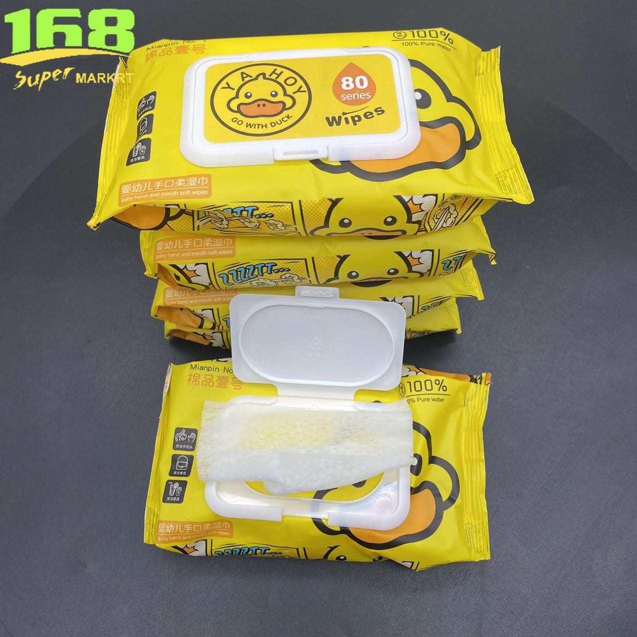 80 pcs QianHui brand soft cotton face towels, often used as wet wipes.