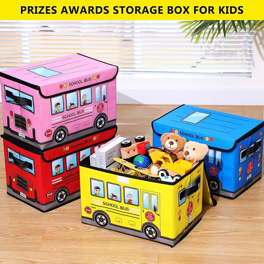 School bus toy organizer, often used for storage or as a seat.
