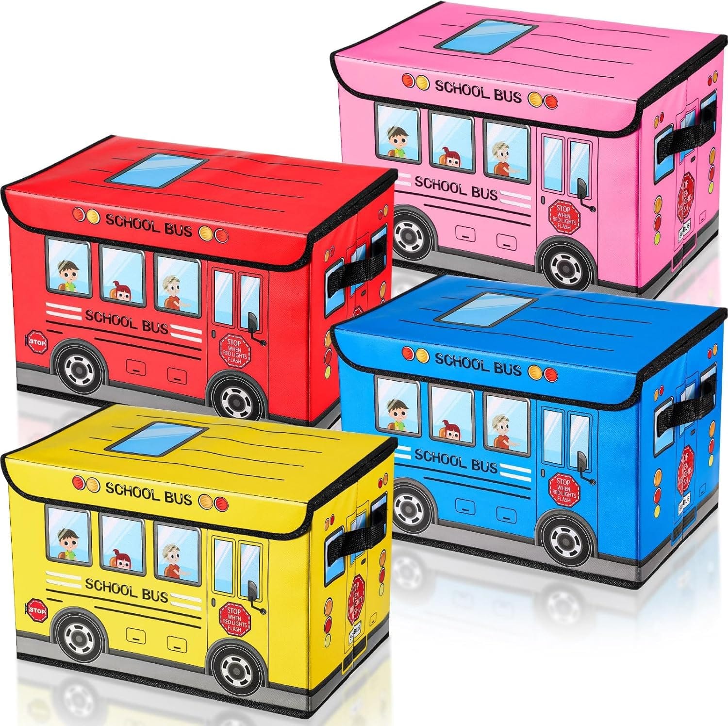 School bus toy organizer, often used for storage or as a seat.