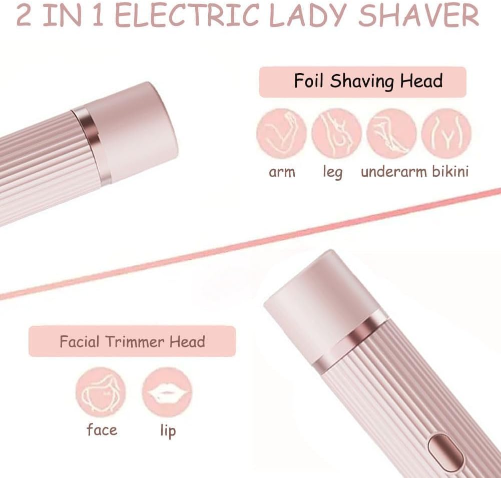 2 in 1 Dual Head Shaver Women, Electric Bikini Trimmer Wet&Dry Use Hair Removal