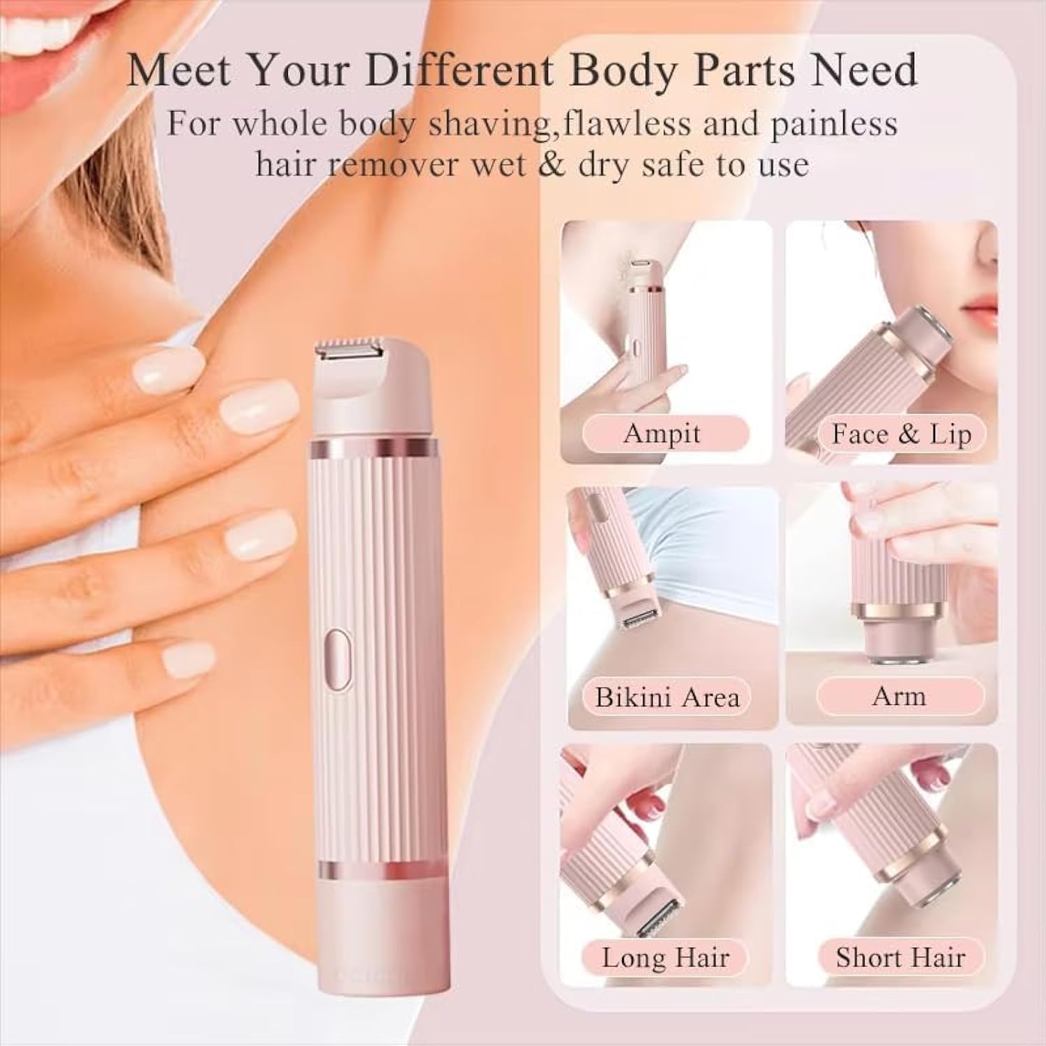 2 in 1 Dual Head Shaver Women, Electric Bikini Trimmer Wet&Dry Use Hair Removal