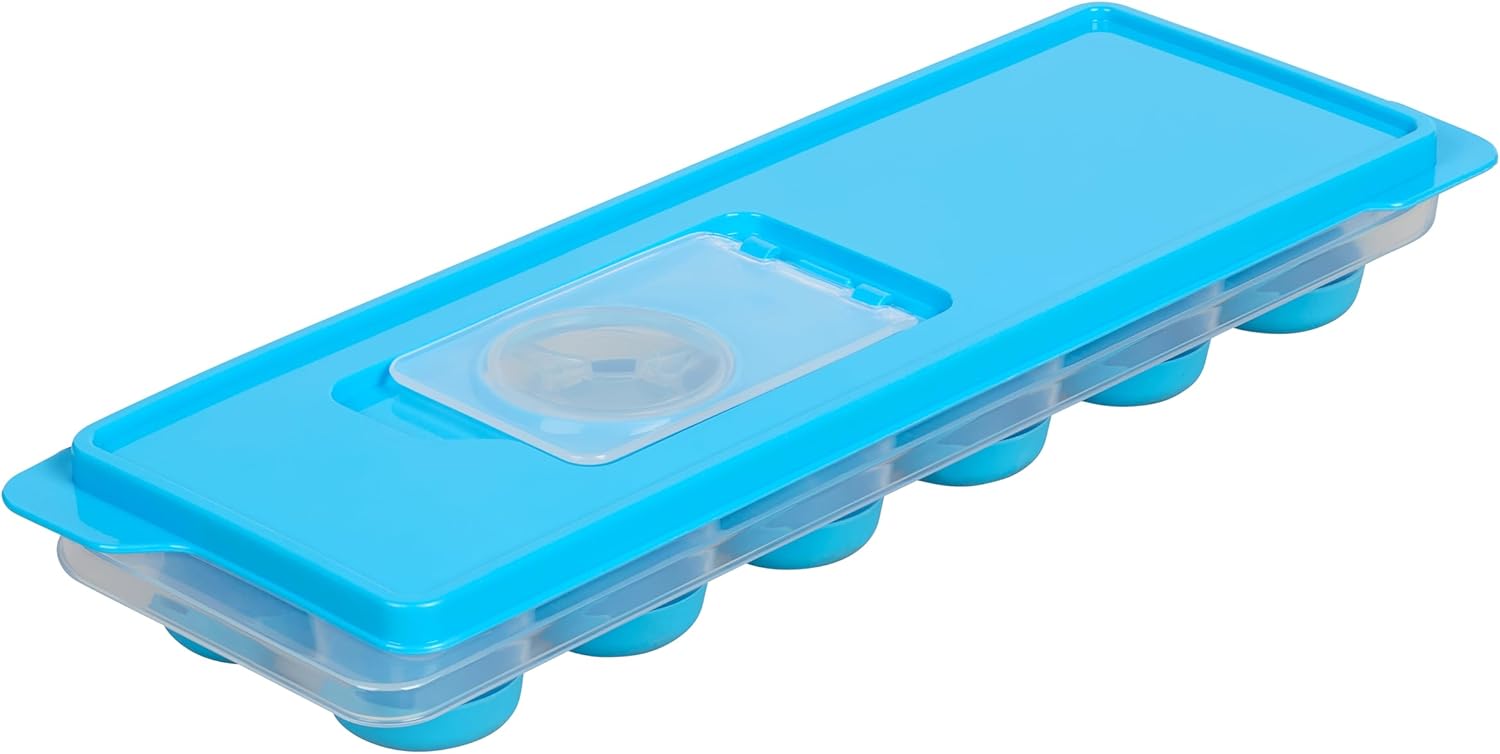 Ice Cube Tray with No-Spill Removable Lid, Quick and Easy Release Silicone Based Will Release Contents with Ease