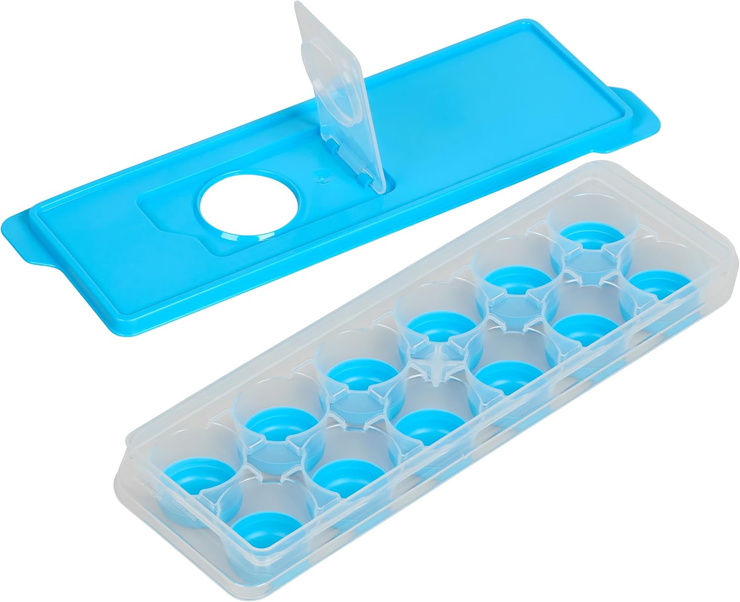Ice Cube Tray with No-Spill Removable Lid, Quick and Easy Release Silicone Based Will Release Contents with Ease