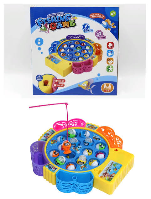 Electric Musical Lightning Battery Operated Fishing Toy Game Set For Kids Boys and Girls - Electrical Rotating 15 Fish Games Music and Sound Toys