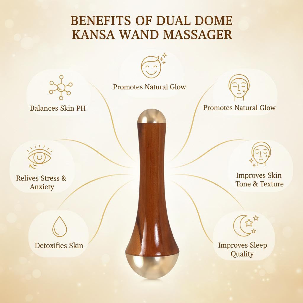 Ayurvedic Kansa wand, a holistic wellness tool designed to help balance the body's pH levels