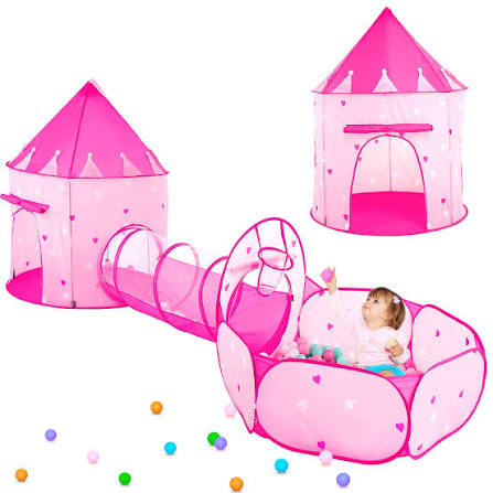 3pc Kids Play Tent Crawl Tunnel, Princess Tents for Toddlers, Baby Space World Playhouse Toys, Boys Indoor & Outdoor Play House, Perfect Kids Gifts