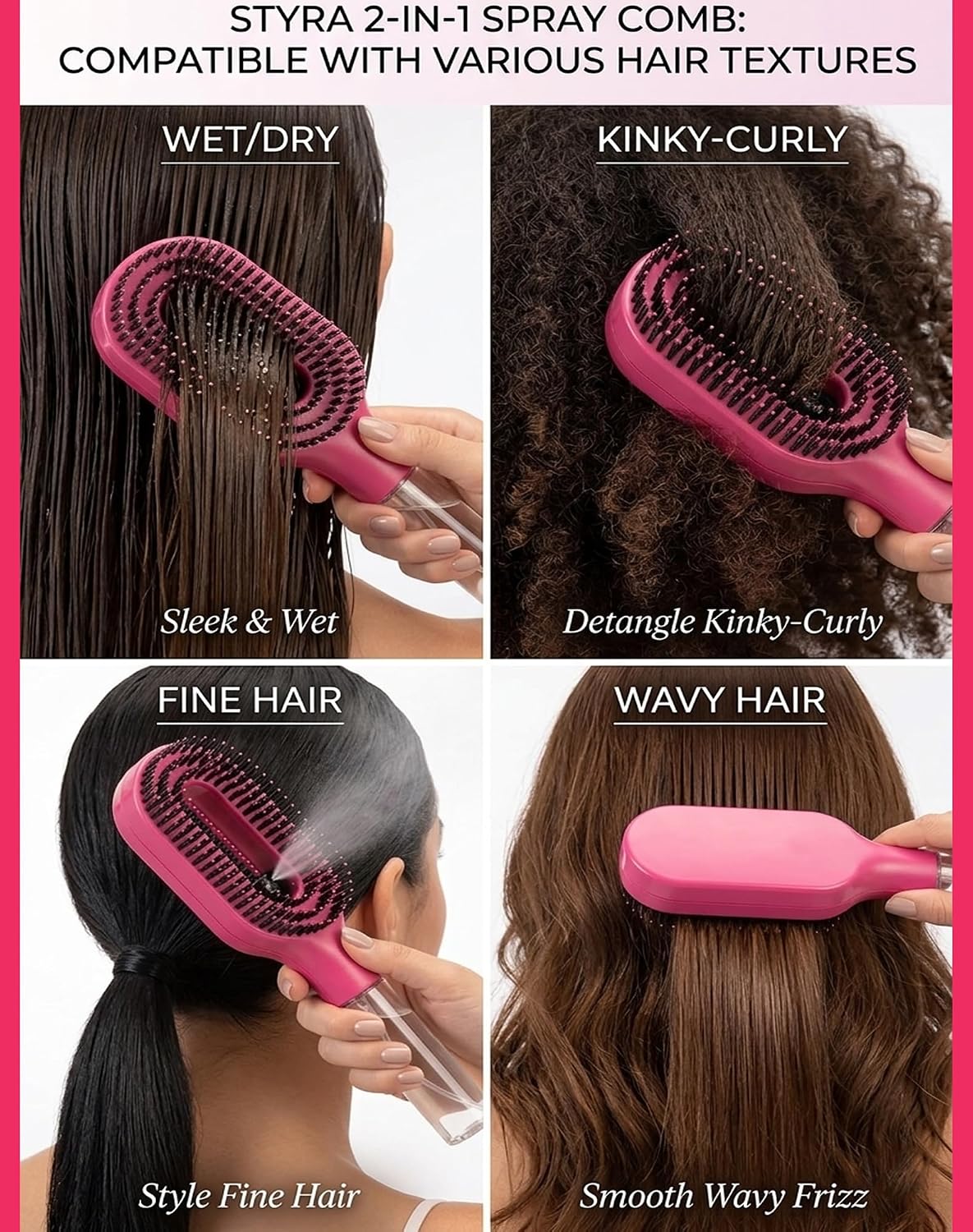Foreign Trade Hot-Selling Styrahair Spray Comb, Multi-Functional Hair Smoothing Comb, Anti-Fly Hair, Anti-Static Massage Comb