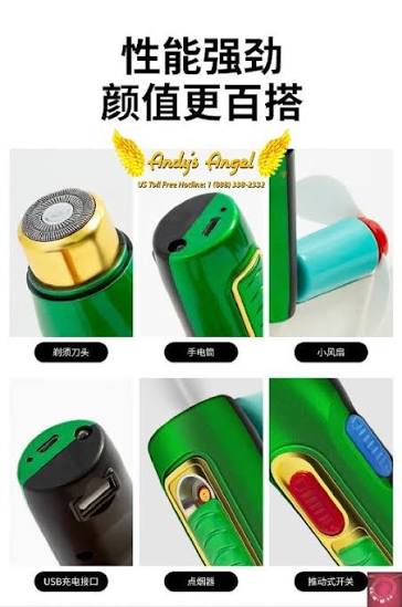 4D Shaver 5in1, Shaver & Lighter, USB Fan, Torch Light