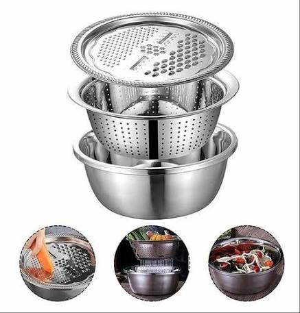 3in1 Stainless Steel Vegetable Slicer Cutter Bowl 