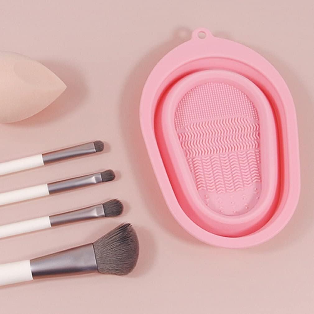 Silicone Brush Cleaner And Soap Holder Foldable Cleaning Basket