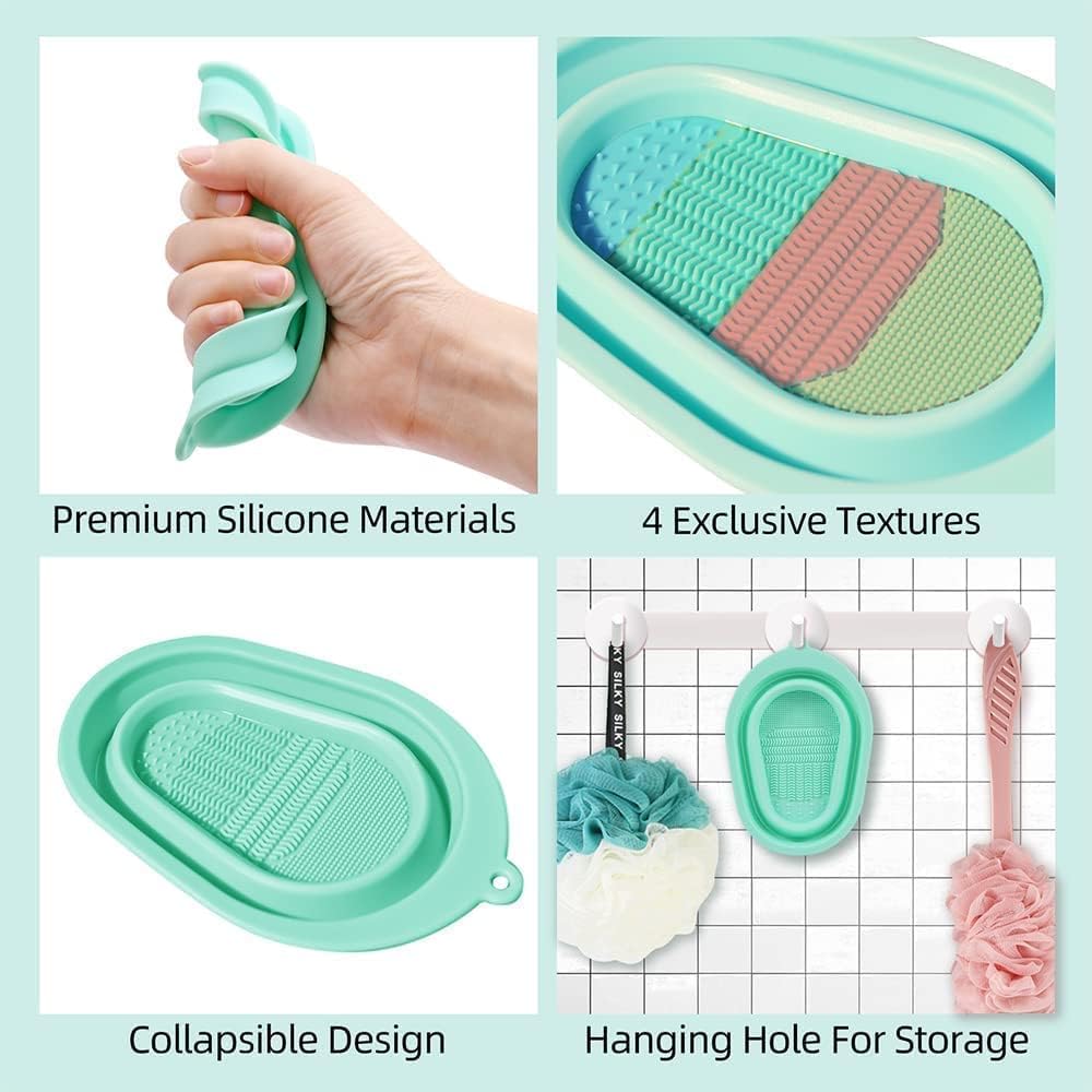 Silicone Brush Cleaner And Soap Holder Foldable Cleaning Basket