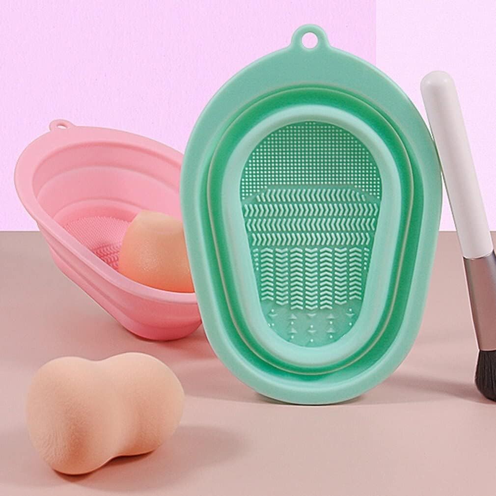 Silicone Brush Cleaner And Soap Holder Foldable Cleaning Basket