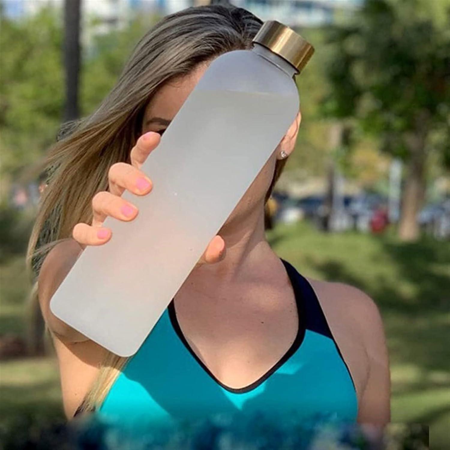 650ml Water Bottles For Girls Frosted Motivational Water Bottle With Time Marker Leakproof Outdoor Fitness Sport Drinking Bottle