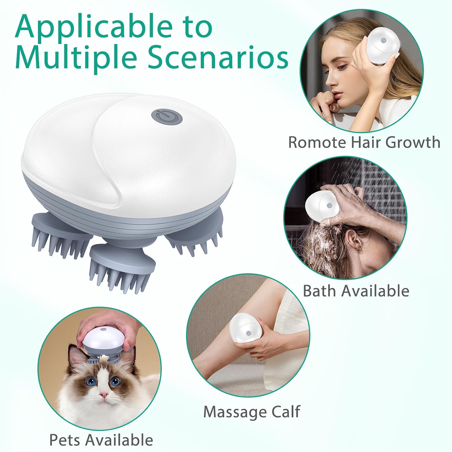 Electric Scalp Massager – 4 Head Hair & Scalp Massage Brush