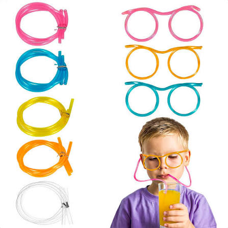 Sunglasses Straw Funny Eyeglass Straw for Birthday Parties