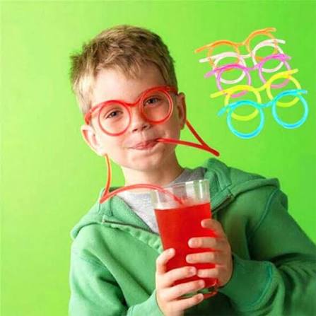 Sunglasses Straw Funny Eyeglass Straw for Birthday Parties