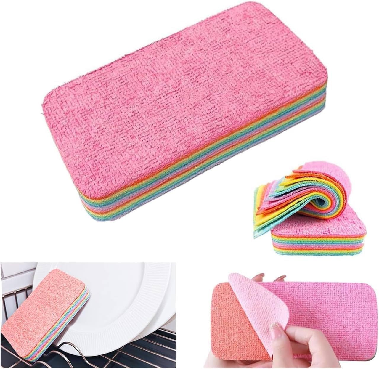 LEARJA Rainbow Multi-layer Rag Rainbow Cleaning Cloth Cloth That Can Be Torn Towel 
