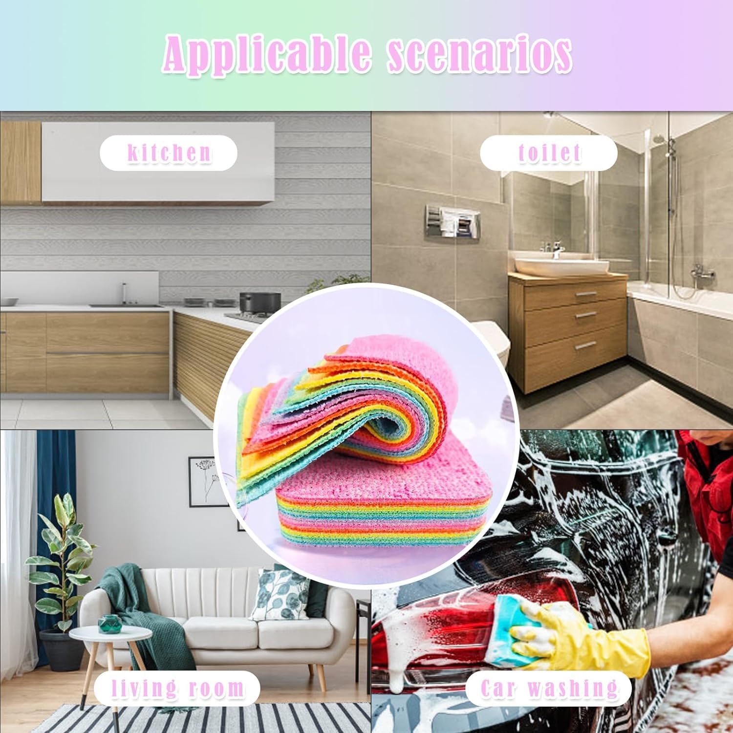 LEARJA Rainbow Multi-layer Rag Rainbow Cleaning Cloth Cloth That Can Be Torn Towel 