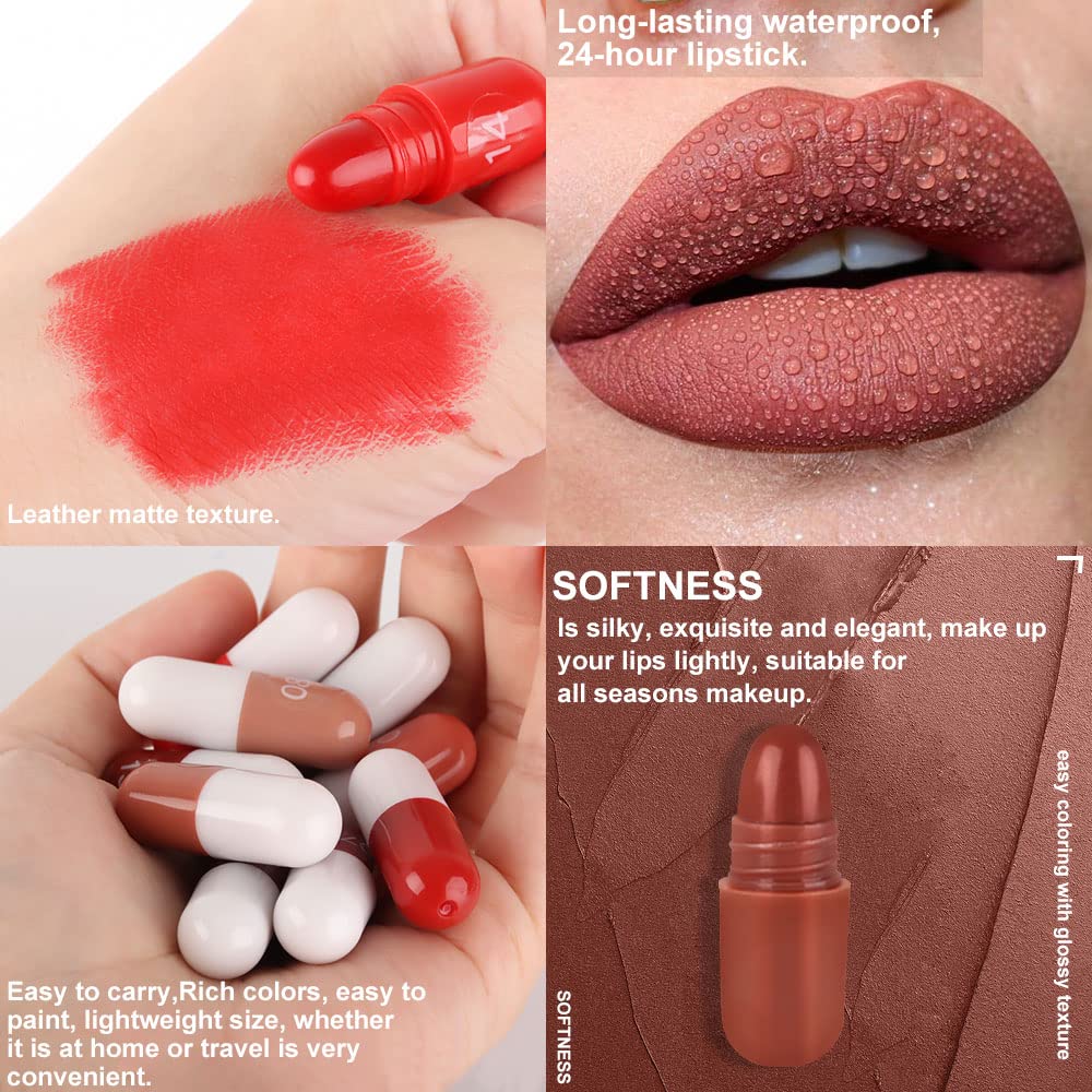 18-Color Capsule Lipstick Set – Silky Smooth Matte Finish Mini Lipstick Pods (Travel Size & Portable)