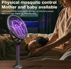 Mosquito Swatter Extendable Handle Rotatable Head Wall-Mounted USB Rechargeable Household 4-in-1 Mosquito and any fly insects Trap Killer Device