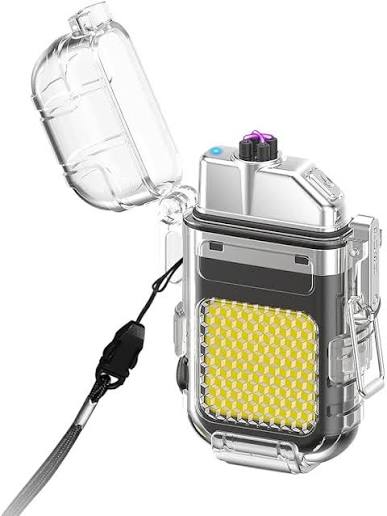 Electric Lighter USB Rechargeable Dual Arc Lighters, Cool Plasma Lighter with Transparent Shell & flash Light