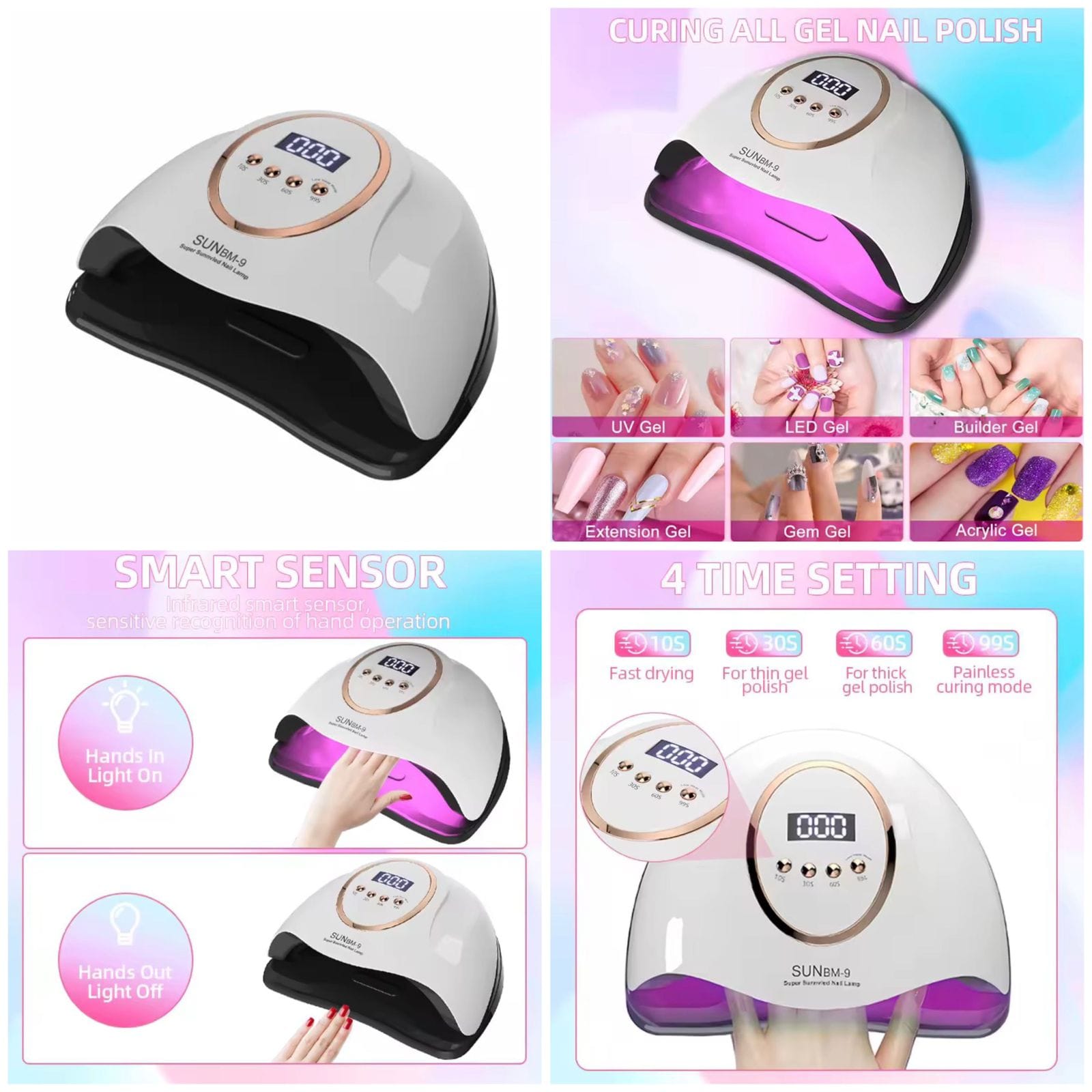 Professional Nail Dryer Lamp For Manicure Fast Drying Gel Nail Polish Dryer With Auto Sensor