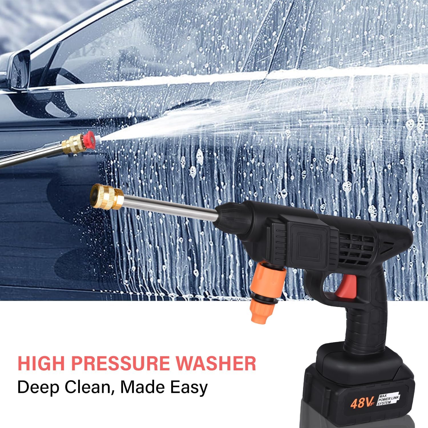 High Pressure Car Washer Spray Water Gun (Double Battery)