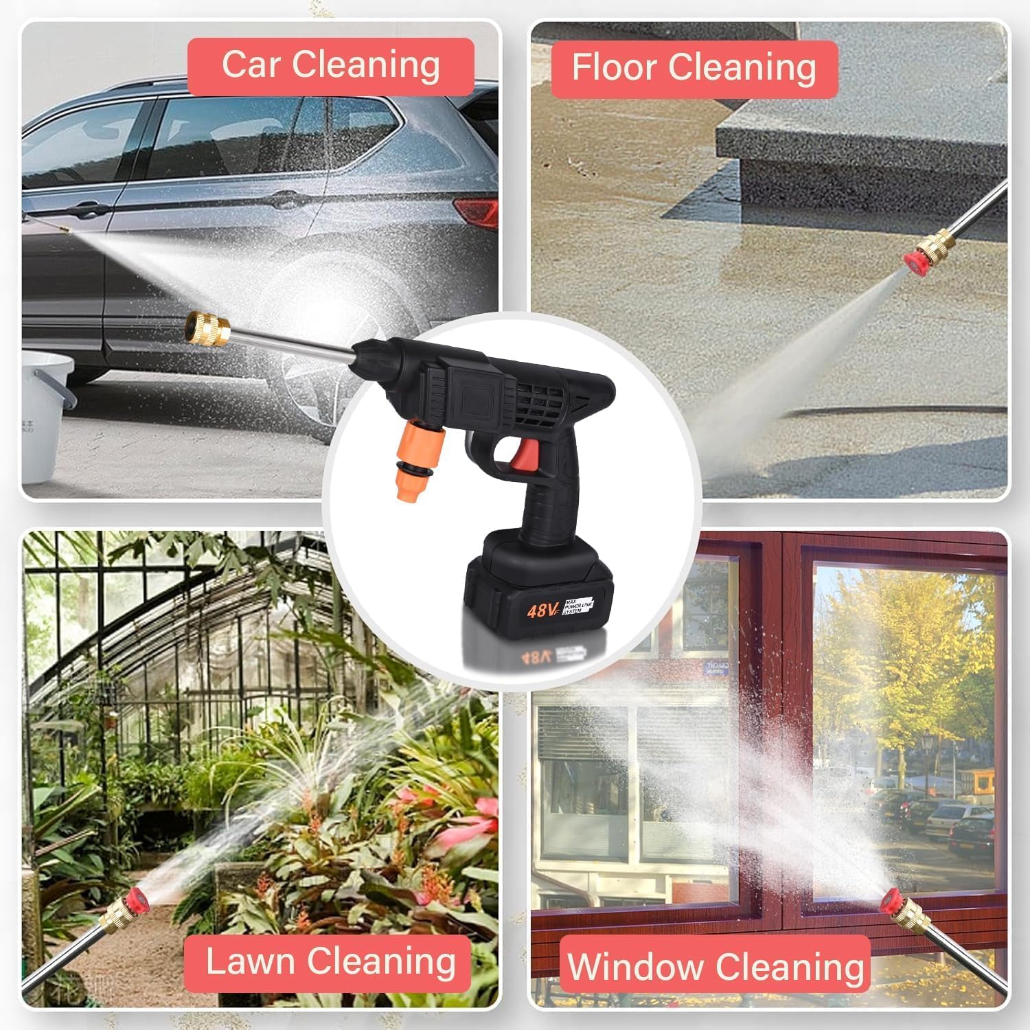 High Pressure Car Washer Spray Water Gun (Double Battery)