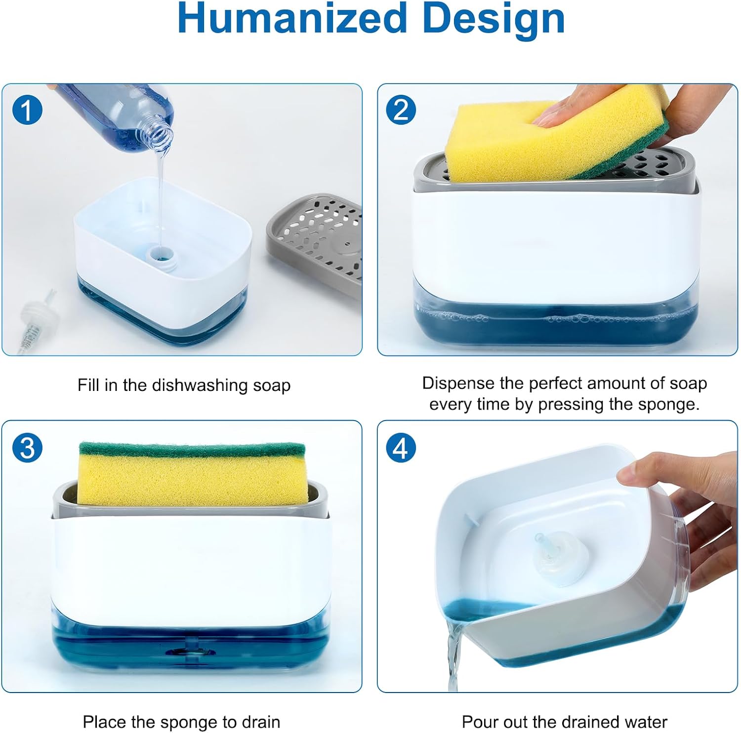 2 in 1 Liquid Soap Dispenser Automatic Soap Pump With Sponge Holder Latest Kitchen Tool Good Quality