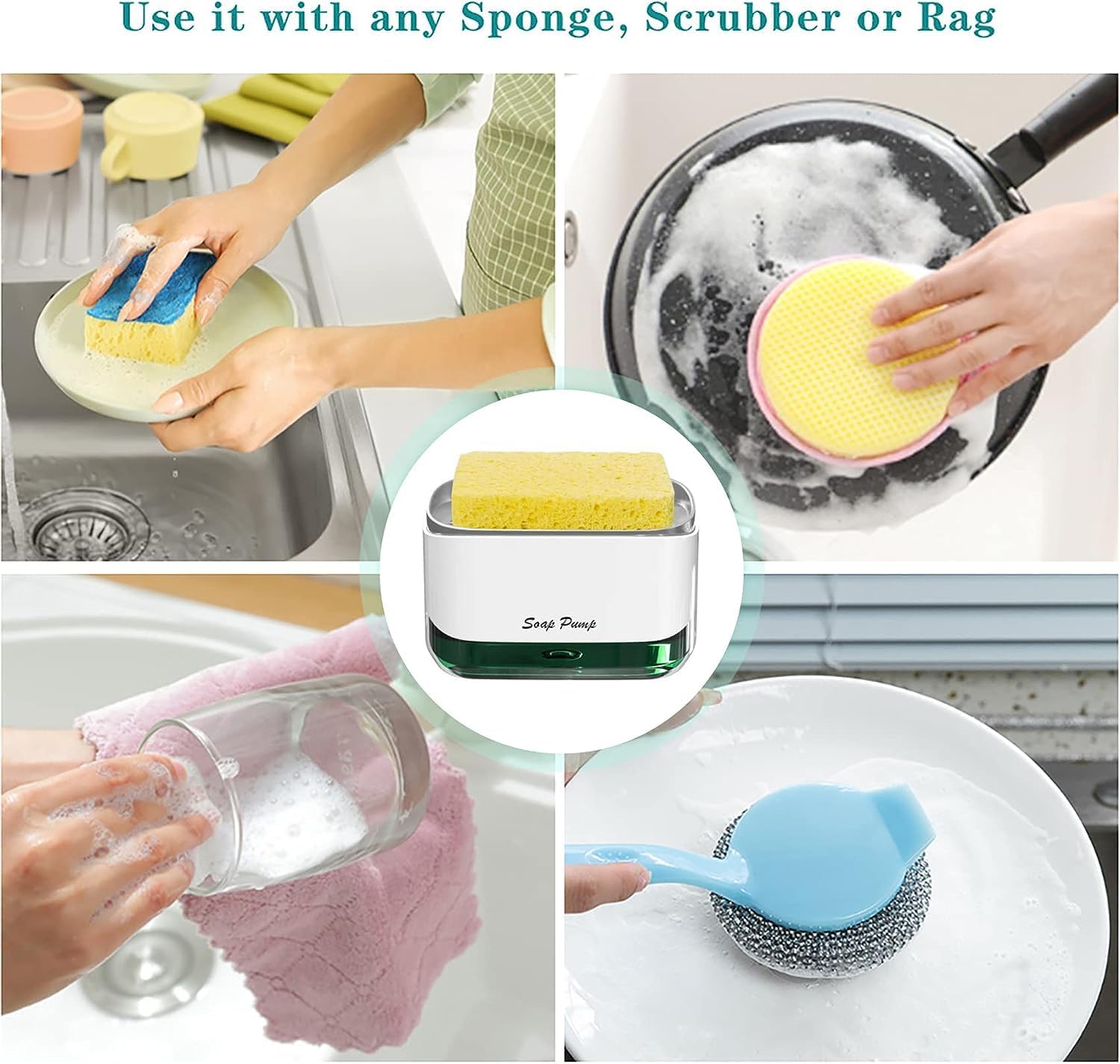 2 in 1 Liquid Soap Dispenser Automatic Soap Pump With Sponge Holder Latest Kitchen Tool Good Quality