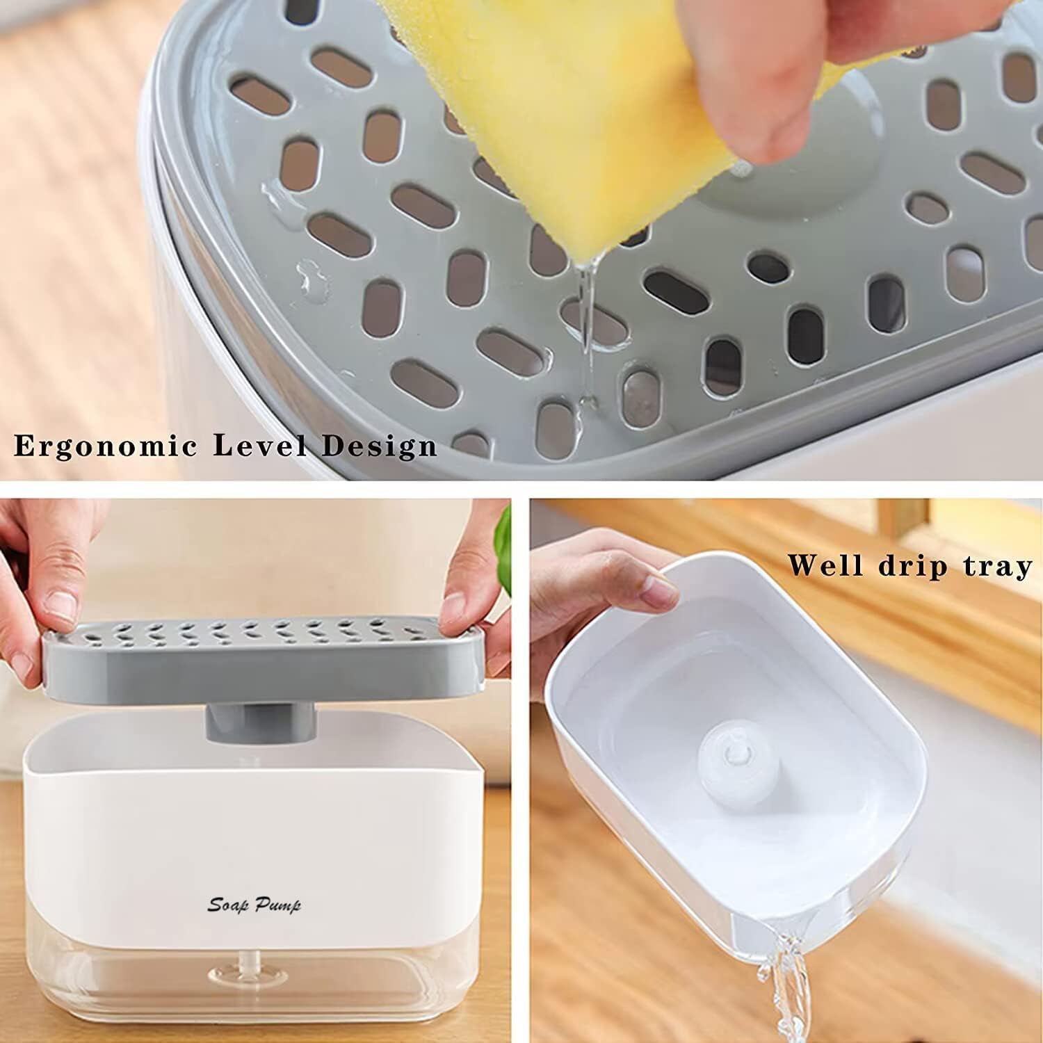 2 in 1 Liquid Soap Dispenser Automatic Soap Pump With Sponge Holder Latest Kitchen Tool Good Quality
