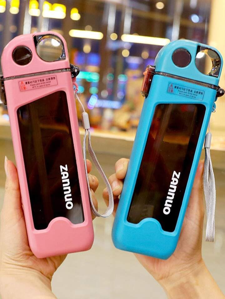 ZANNUO WATER BOTTLE 350ml DOUBLE LAYER PLASTIC WITH STRAW