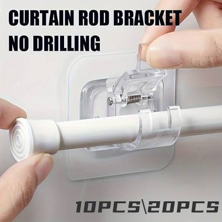 Pack of 2 Transparent PVC Adhesive Curtain Rod Hook Pipe