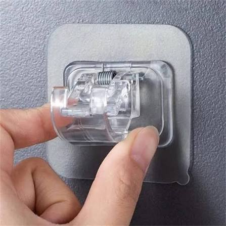 Pack of 2 Transparent PVC Adhesive Curtain Rod Hook Pipe