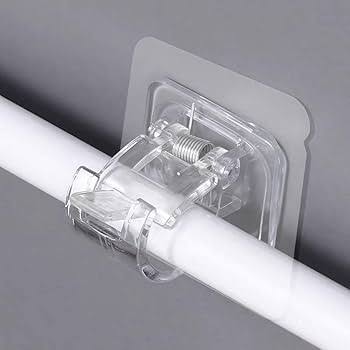 Pack of 2 Transparent PVC Adhesive Curtain Rod Hook Pipe