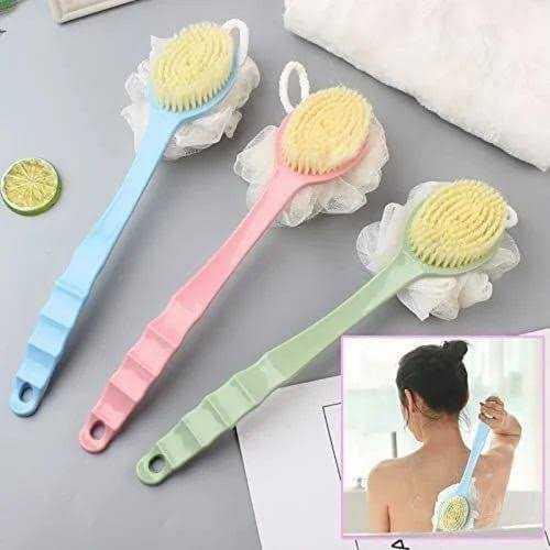 2 In 1 Back Scrubber Bath Long Handle Scrubbing Brush