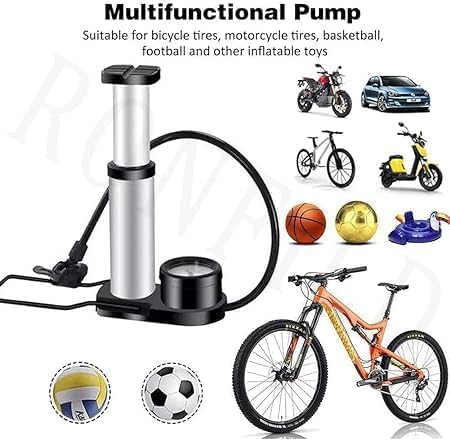 High Pressure Foot Air Pump with Gauge Heavy-Duty Foot Bike Pump for Bicycle Ball Scooter Car Inflatable Toys Mini Pump