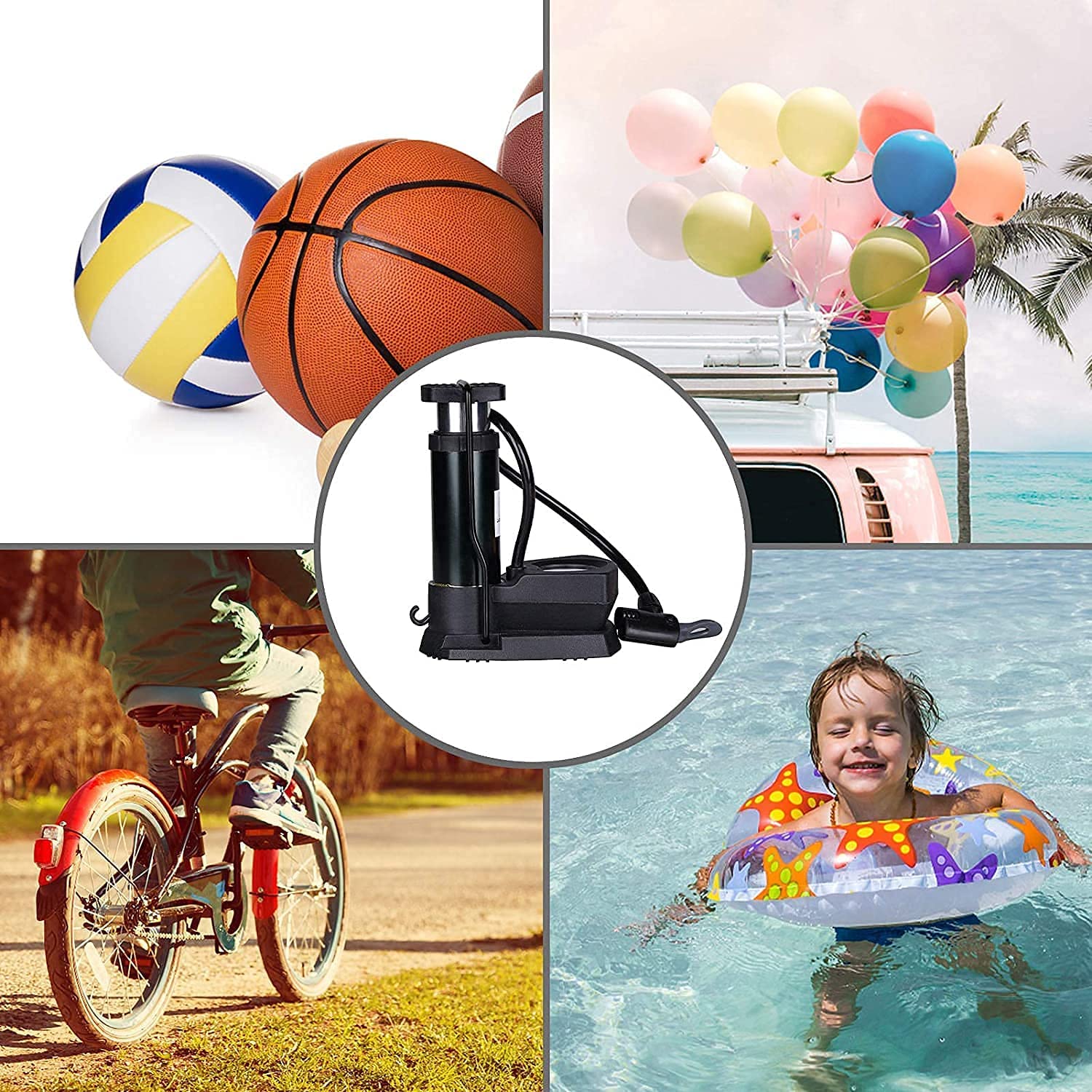 High Pressure Foot Air Pump with Gauge Heavy-Duty Foot Bike Pump for Bicycle Ball Scooter Car Inflatable Toys Mini Pump