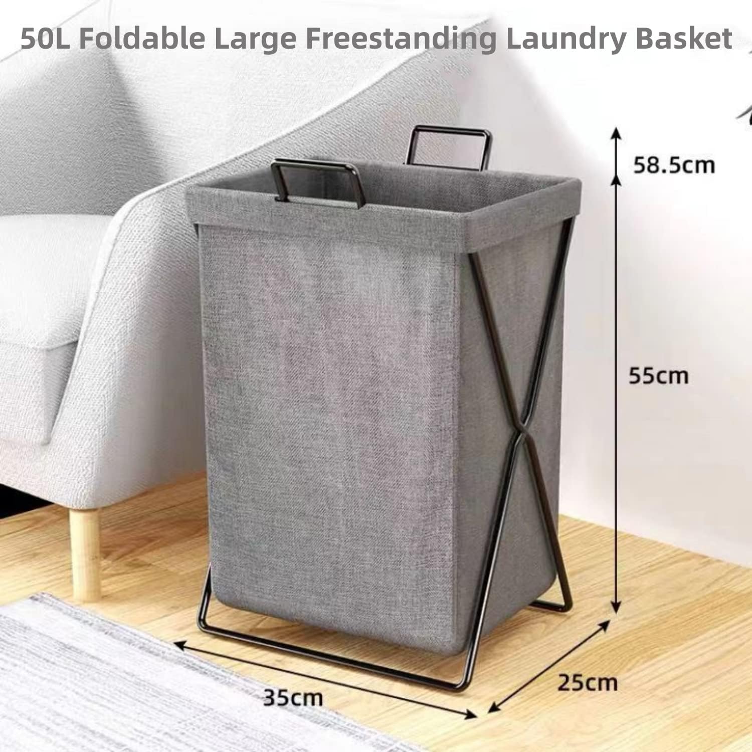 Laundry Hamper Basket With Metal Rods