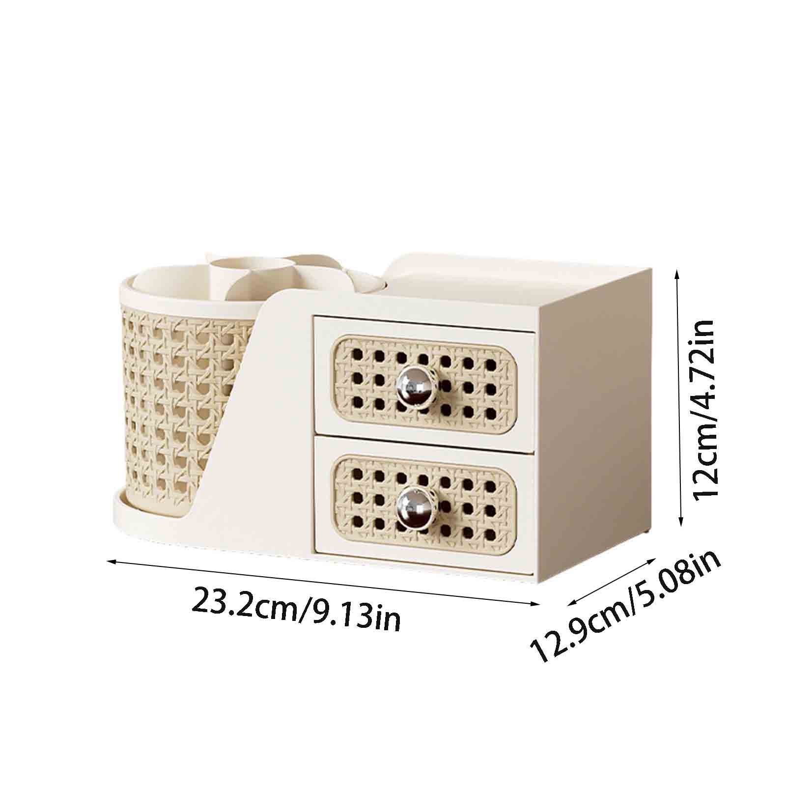 Cosmetic Storage Box Rotating Double Layer Shelf Pen Holder Desktop Organizer