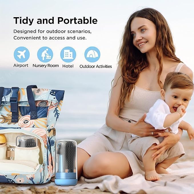 6-in-1 Travel Baby Bottle Washer Kit with Liquid Silicone Brushes