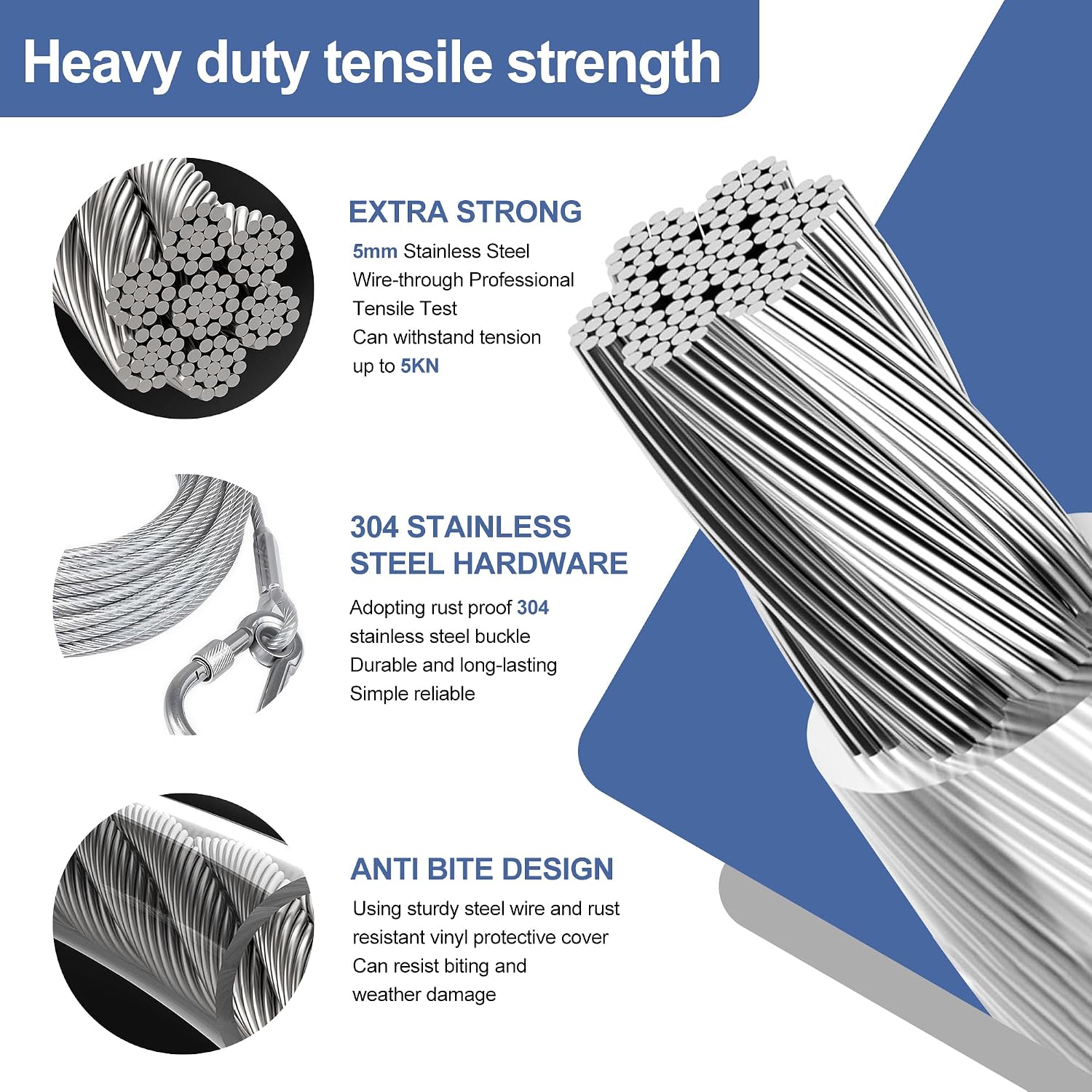 10 Meter Strong stainless steel clothesline rope clothes indoors or outdoors